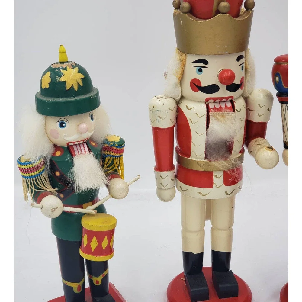 Vintage Nutcracker Set of 3 Made in China King Nutcracker, Female Queen, Drummer